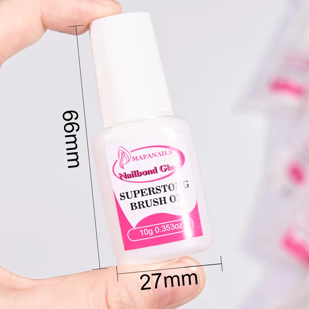 10g*5 Bottles Nail Glue For False Nails Rhinestones Gel Manicure Fast Drying Adhesive Glue For False Nail Tips Stick Gems Polish