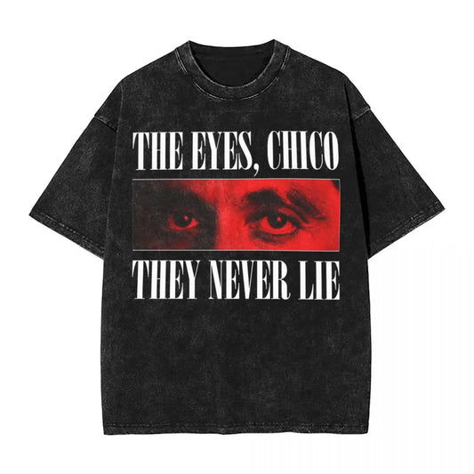 Tony Montana Scarface T Shirt Beach The Eyes Chico They never lie Aesthetic T-Shirts 2024 Casual Hip Hop Tshirt Men Simple Tees