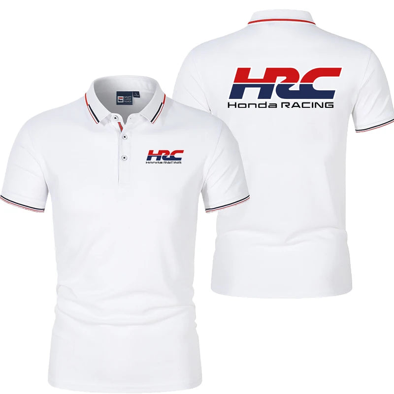 Honda HRC Motorcycle Racing Team Men Polos T-shirt Summer Short Sleeve Men's Polo Shirts 2025 New Fashion Male Clothes Tops