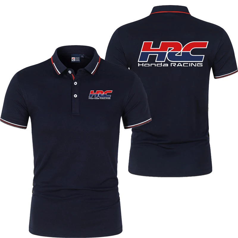 Honda HRC Motorcycle Racing Team Men Polos T-shirt Summer Short Sleeve Men's Polo Shirts 2025 New Fashion Male Clothes Tops