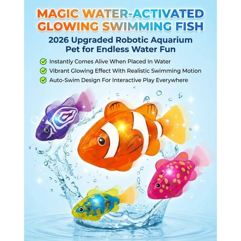 Glowing Swimming Fish Robot, Magic Water-Activated Electronic Fish Toy,Realistic Aquarium Pet Automatic Summer Birthday Party