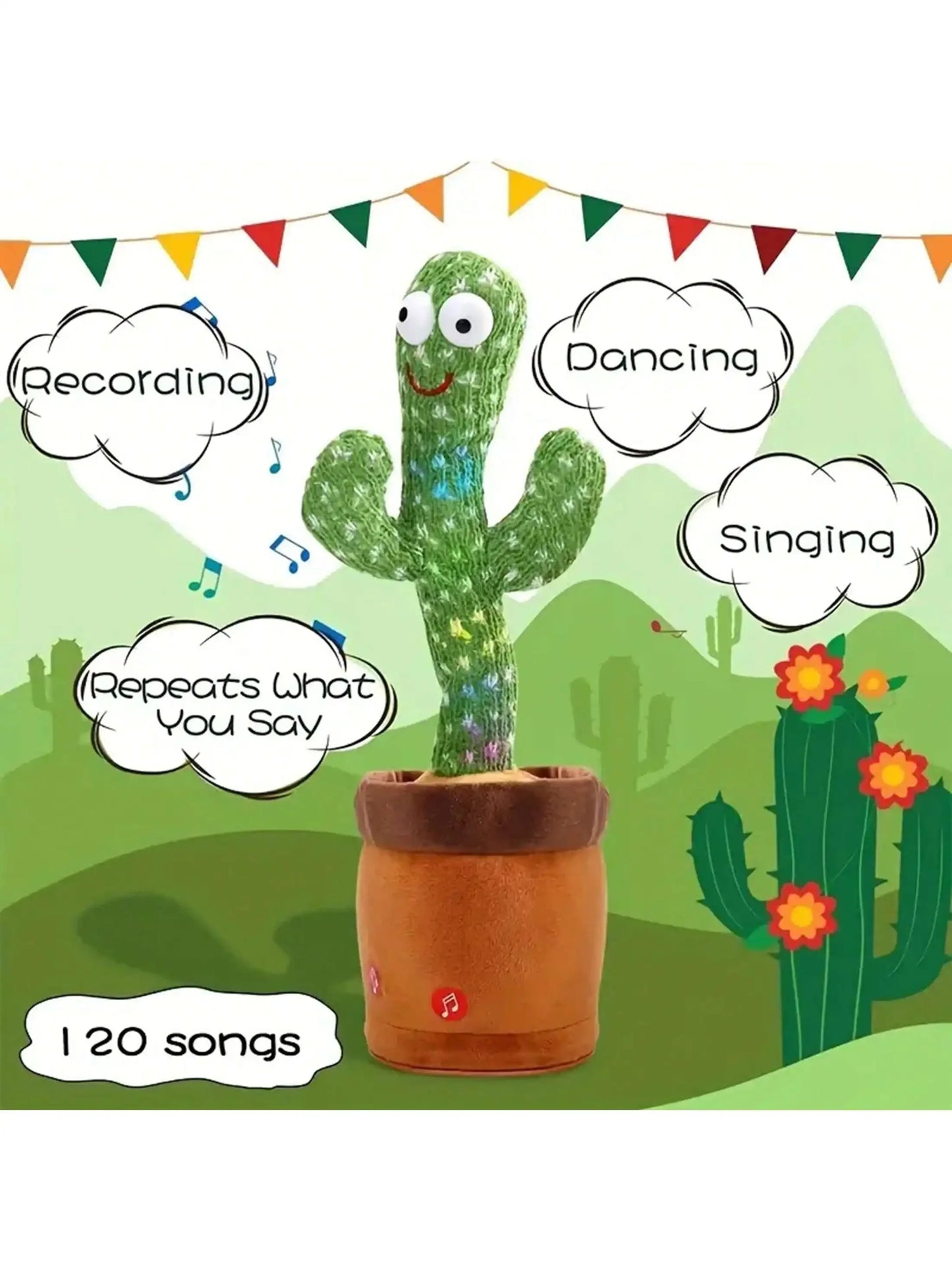 *Dancing Talking Cactus Toys For Baby Boys And Girls, Singing Mimicking Recording Repeating What You Say Sunny Cactus Up Plus