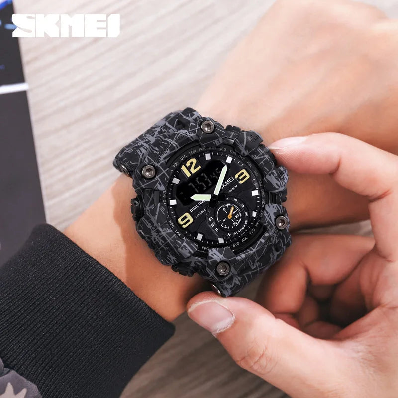 SKMEI 3 Time Countdown Digital Sports Wristwatches For Mens Women Waterproof Electronics Watches Alarm Clock Watch reloj hombre