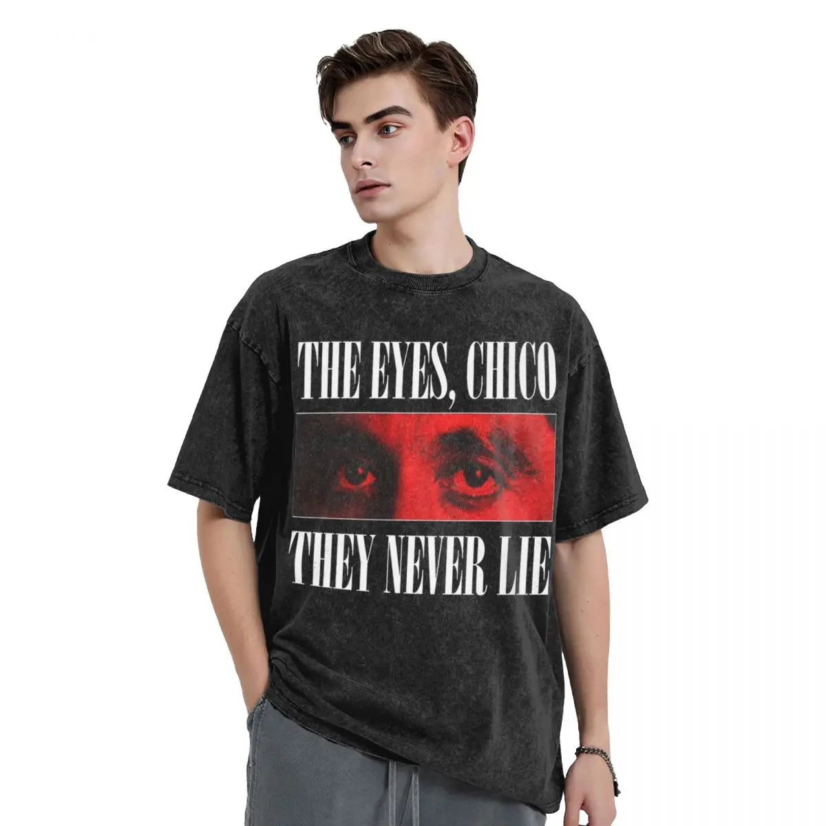 Tony Montana Scarface T Shirt Beach The Eyes Chico They never lie Aesthetic T-Shirts 2024 Casual Hip Hop Tshirt Men Simple Tees