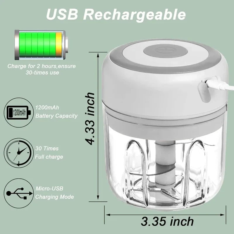 250ML Electric Garlic Mincer, USB Mini Food Chopper, Vegetable Onion Chopper, Portable Small Food Processor