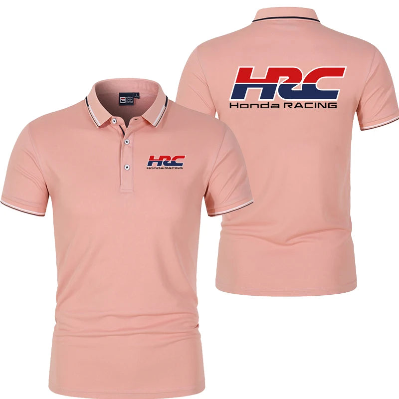 Honda HRC Motorcycle Racing Team Men Polos T-shirt Summer Short Sleeve Men's Polo Shirts 2025 New Fashion Male Clothes Tops