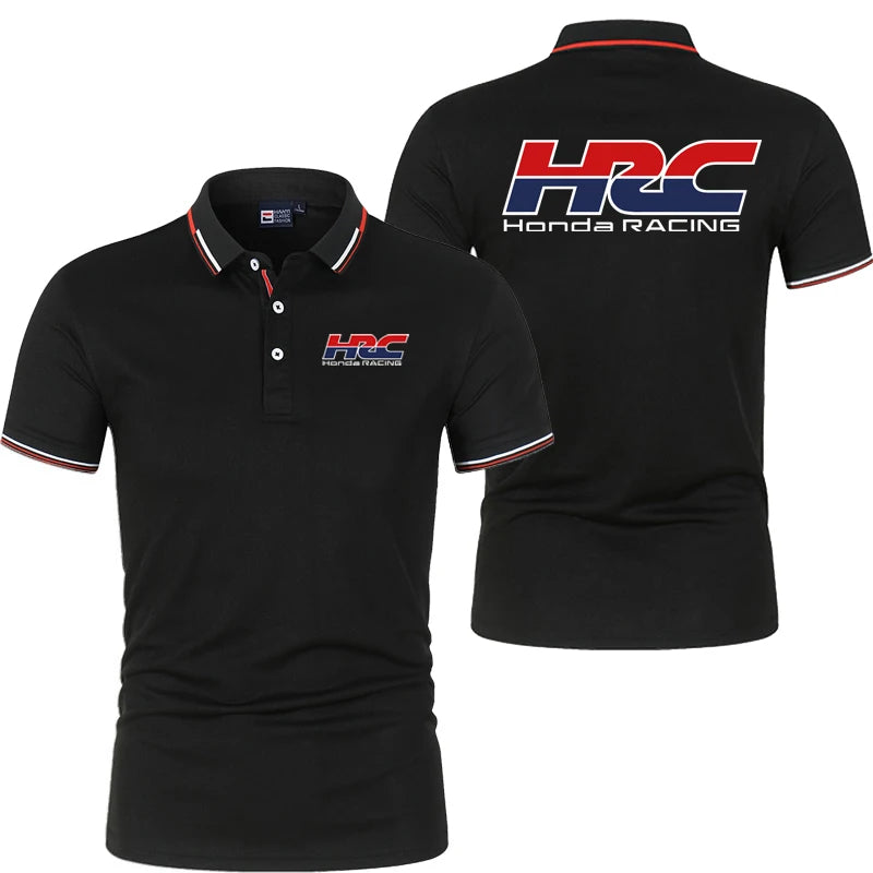 Honda HRC Motorcycle Racing Team Men Polos T-shirt Summer Short Sleeve Men's Polo Shirts 2025 New Fashion Male Clothes Tops