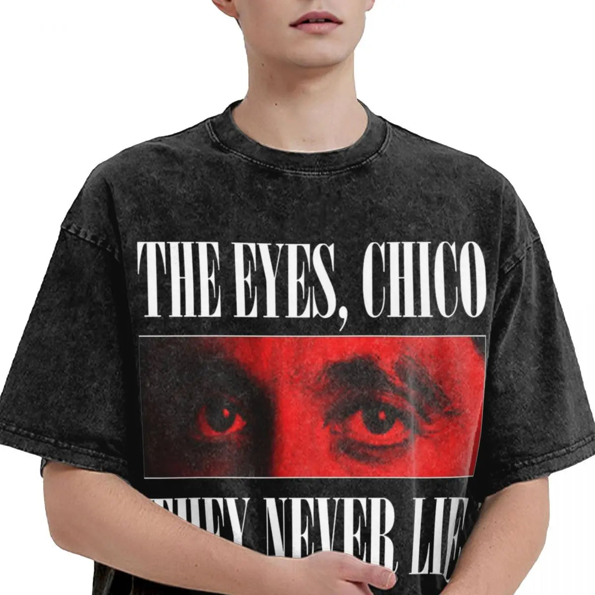 Tony Montana Scarface T Shirt Beach The Eyes Chico They never lie Aesthetic T-Shirts 2024 Casual Hip Hop Tshirt Men Simple Tees