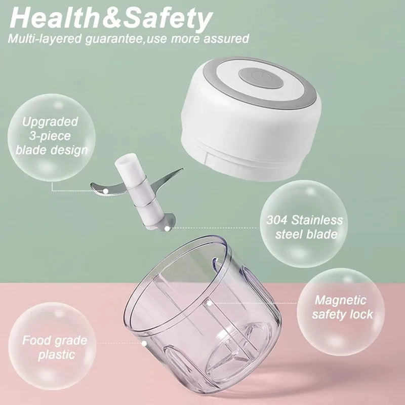 250ML Electric Garlic Mincer, USB Mini Food Chopper, Vegetable Onion Chopper, Portable Small Food Processor