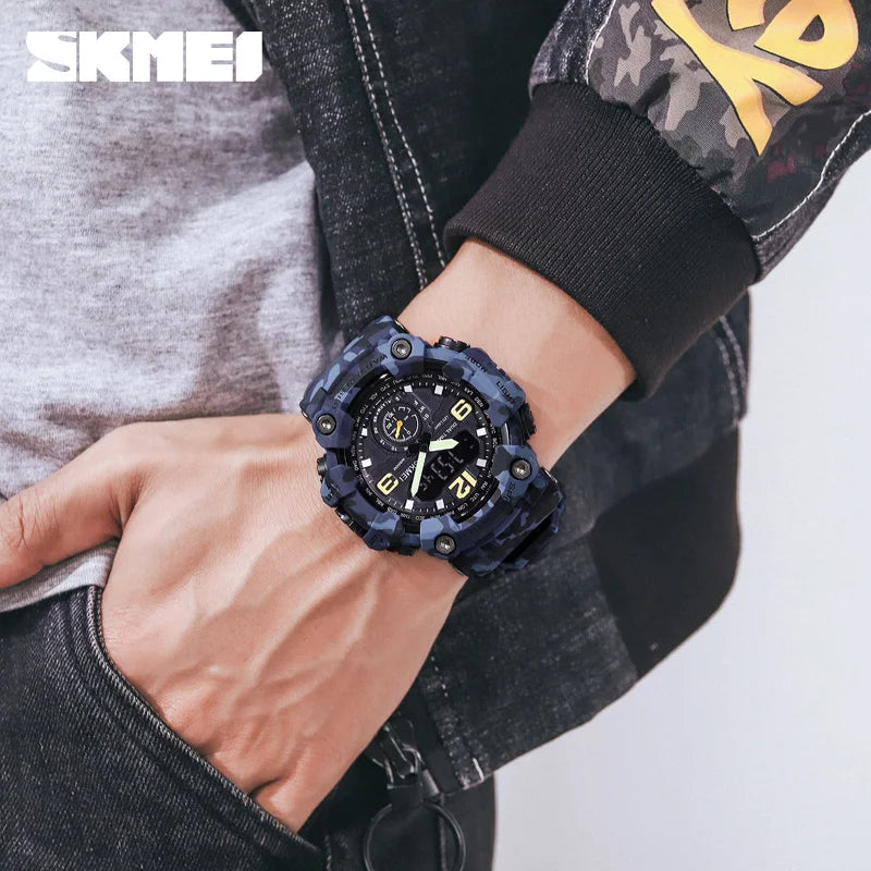 SKMEI 3 Time Countdown Digital Sports Wristwatches For Mens Women Waterproof Electronics Watches Alarm Clock Watch reloj hombre