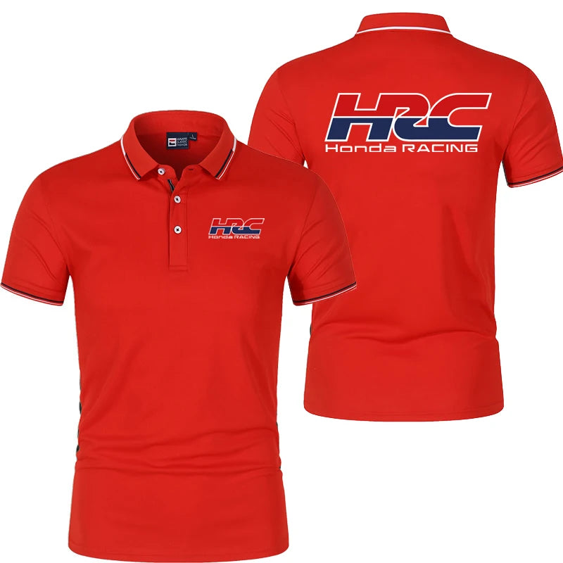 Honda HRC Motorcycle Racing Team Men Polos T-shirt Summer Short Sleeve Men's Polo Shirts 2025 New Fashion Male Clothes Tops